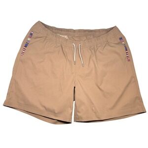 Wowie Shorts Mens XXL Tan Khaki Woven Trim Performance Drawstring Casual 7in
